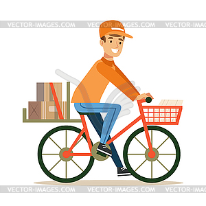 Delivery Service Worker Delivering Boxes With - vector clipart