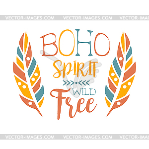 Free Spirit Слоган Этнические Boho Стиль Элемент, - векторный клипарт EPS