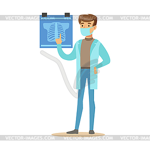 Male Radiologist Doctor Wearing Medical Scrubs - vector image