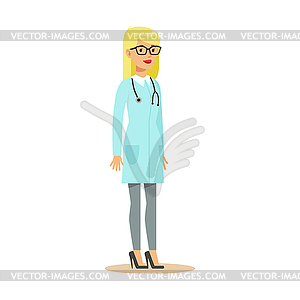 Female Therapist Doctor Wearing Medical Scrubs - vector image