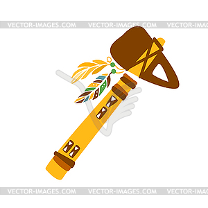 Tomahawk Stone Axe With Feather Decoration, Native - vector clip art