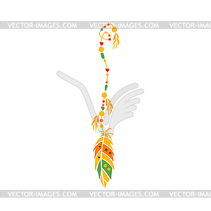 String With Beads And Feather On End, Native - vector clip art