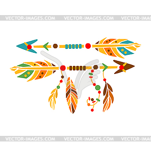 Two Decorative Arrows With Feathers, Native Indian - vector clip art