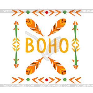 Framing Pattern With Feathers And Arrows, Native - vector clipart