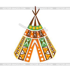 Wigwam Hut With Decorative Pattern Textile, Native - vector clipart