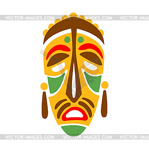 Carved Wooden Mask With Human Face, Native Indian - vector clip art