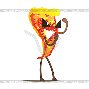 Margarita Pizza Slice Street Fighter, Fast Food - vector image