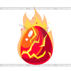 Red Fire Egg In Flames, Fantastic Natural Element - vector image