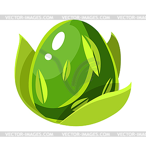 Green Natural Plant Force Egg With Leaf Pattern, - vector clipart