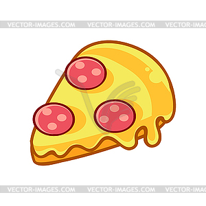 Slice Of Pepperoni Pizza, Food Item Outlined - vector image