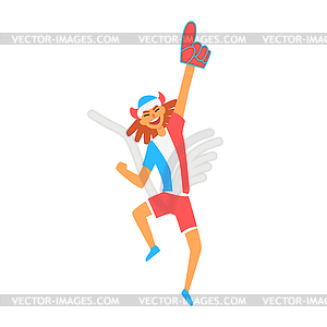 Cheering Happy Supporter Of French National Footbal - royalty-free vector image