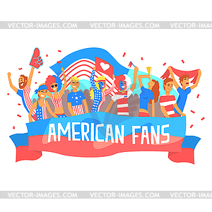 Cheering Happy Supporting Crowd Of National America - vector clip art