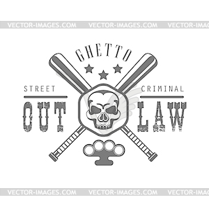 Уголовная Outlaw Street Club Черный и белый знак - изображение в векторе