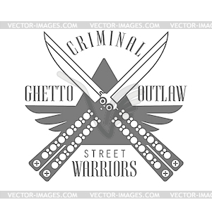 Criminal Outlaw Street Club Black And White Sign - vector clip art