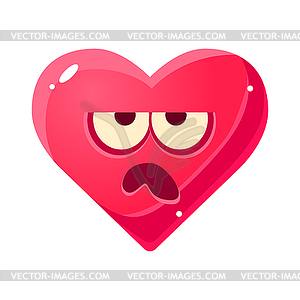 Grumpy Emoji, Pink Heart Emotional Facial Expressio - vector clipart