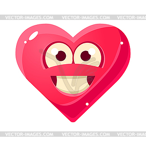 Content And Proud Emoji, Pink Heart Emotional Facia - vector image