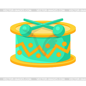 Toy Drum With Drumsticks Musical Instrument, - vector image