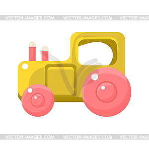 Toy Yellow Truck With Pink Wheels, Object of Baby - vector image