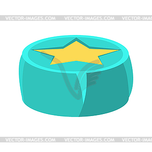 Round Beanbag Chair In Blue Color With Yellow - vector clipart