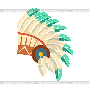 Leader War Bonnet With Feathers, Native American - vector image