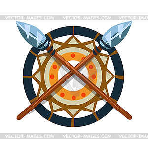 Decorative Item With Crossed Spears, Native America - vector image