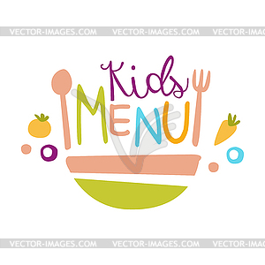 Kids Food, Cafe Special Menu For Children Colorful - vector image