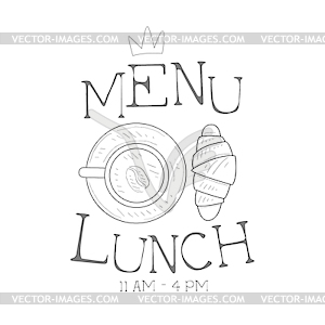 Cafe Lunch Menu Promo Sign In Sketch Style With - vector image