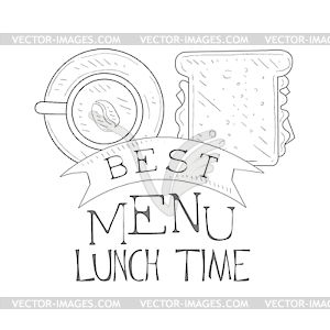 Best Cafe Lunch Menu Promo Sign In Sketch Style Wit - vector clip art