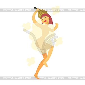 Naked Woman Covered In Cloud Of Steam Hitting - vector clipart