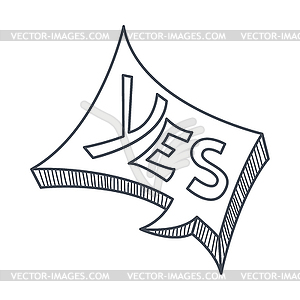 Word Yes, Comic Speech Bubble Template, Black And - vector clipart