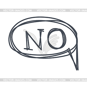 Word No, Comic Speech Bubble Template, Black And - vector clip art