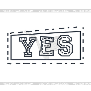 Word Yes In Square Frame, Comic Speech Bubble - vector clipart