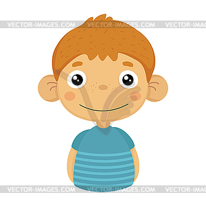 Smiling Content Cute Small Boy With Big Ears In Blu - vector image