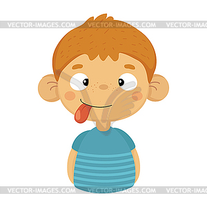 Silly Cute Small Boy With Big Ears And Tongue Out I - royalty-free vector image