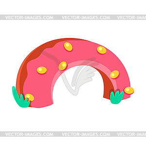 Strawberry Doughnut Half Bridge, Fairy Tale Candy - vector image