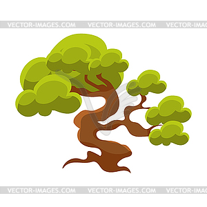 Green Tree Bonsai Miniature Traditional Japanese - vector clipart