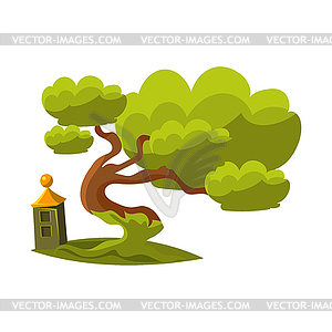 Green Old Oak Bonsai Miniature Traditional - vector clipart / vector image