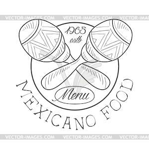 Restaurant Mexican Food Menu Promo Sign In Sketch - vector clipart