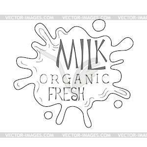 Organic Fresh Milk Product Promo Sign In Sketch - vector image