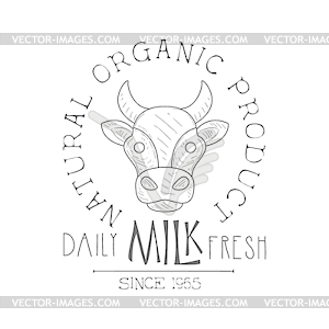 Fresh Milk Product Promo Sign In Sketch Style With - vector clipart / vector image