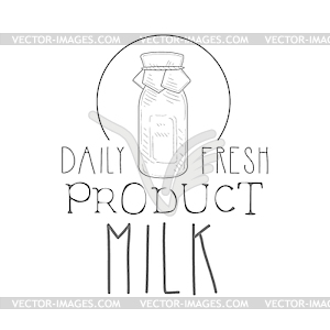 Daily Fresh Milk Product Promo Sign In Sketch - vector image