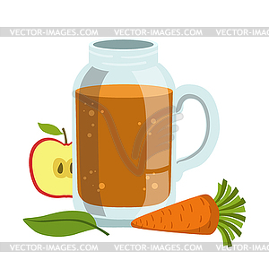 Яблоко и морковь льстец, Безалкогольный Fresh - иллюстрация в векторном формате