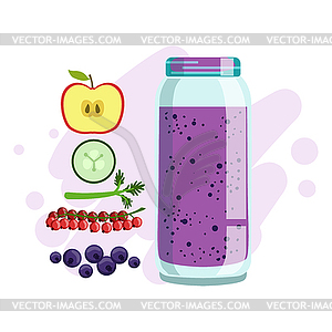 Apple, Cucumber, Red Currant And Blueberry Smoothie - vector clipart