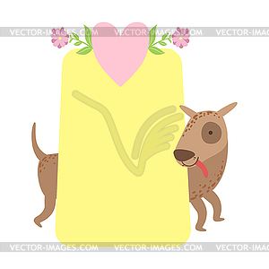 Dog Behind Paper Sticker, Template St. Valentines - vector clipart