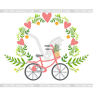Floral Frame With Hearts Sticker, Template St. - vector image