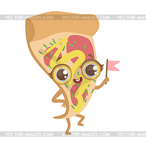 Slice Of Pizza Cute Anime Humanized Cartoon Food - vector clip art