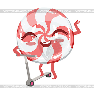 Hard Candy On Scooter Cute Anime Humanized Cartoon - vector clipart