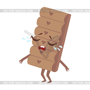 Crying Chocolate Bar Cute Anime Humanized Cartoon - vector clip art