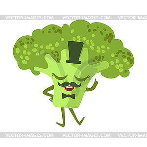 Gentleman Broccoli Cute Anime Humanized Cartoon Foo - vector clipart