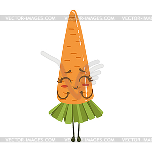 Carrot Cute Anime Humanized Smiling Cartoon - vector clipart